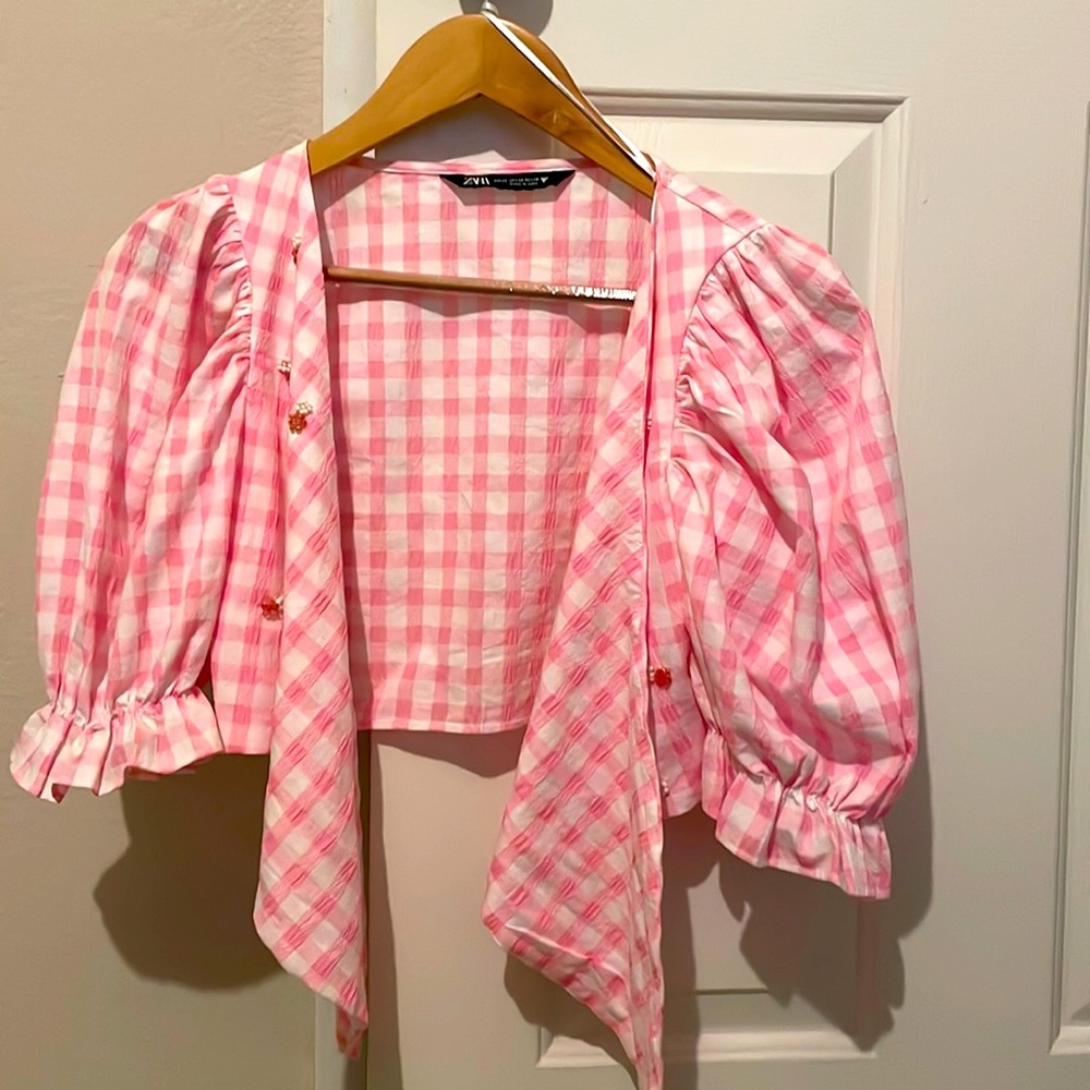 Zara pink cut top